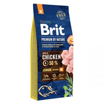 Brit Premium By Nature, Junior Medium Breed, M, Pui, hrană uscată câini junior, 15kg de firma originala