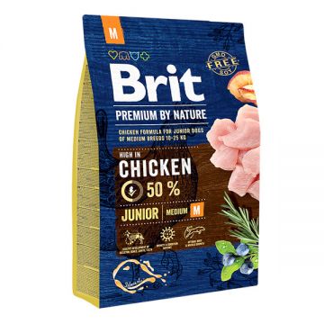 Brit Premium By Nature, Junior Medium Breed, M, Pui, hrană uscată câini junior, 3kg