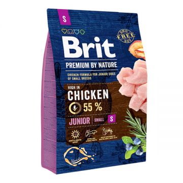Brit Premium By Nature, Junior Small Breed, XS-S, Pui, hrană uscată câini junior, 3kg