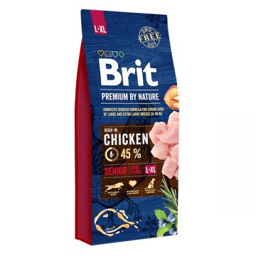 Brit Premium By Nature, Senior Large Breed, L-XL, Pui, hrană uscată câini senior, 15kg