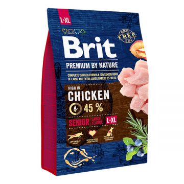 Brit Premium By Nature, Senior Large Breed, L-XL, Pui, hrană uscată câini senior, 3kg