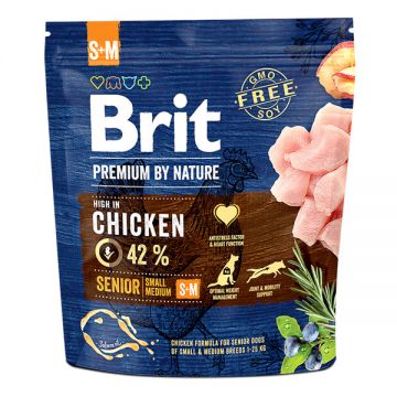 Brit Premium By Nature, Senior Small and Medium Breed, S-M, Pui, hrană uscată câini senior, 1kg