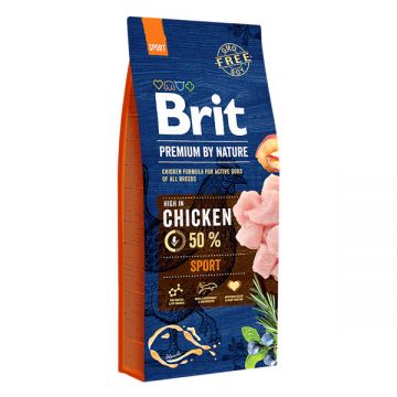Brit Premium By Nature, Sport, Pui, hrană uscată câini, activitate intensă, 15kg