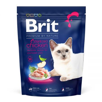 Brit Premium by Nature, Sterilised, Pui, hrană uscată pisici, 300g ieftina