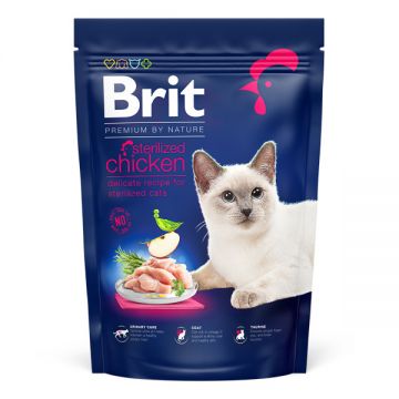 Brit Premium by Nature, Sterilised, Pui, hrană uscată pisici, 800g