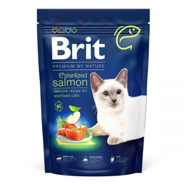 Brit Premium by Nature, Sterilized, Somon, hrană uscată pisici sterilizate, 1.5kg