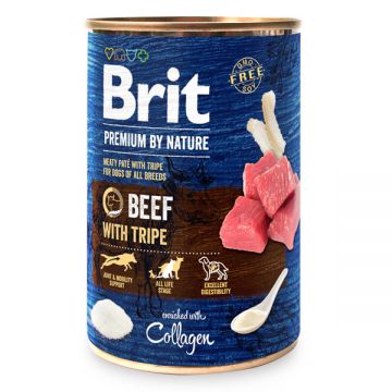 Brit Premium By Nature, Vită și Burta, Conservă hrană umedă fară cereale câini, (pate), 400g