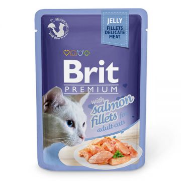 Brit Premium, File Somon, plic hrană umedă pisici, (în aspic), 85g