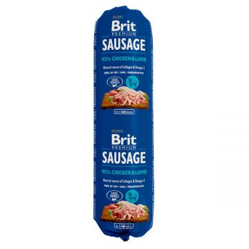Brit Premium, Pui și Miel, salam hrană umedă conținut redus cereale câini, 800g
