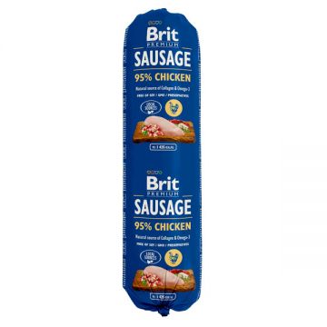 Brit Premium, Pui, salam hrană umedă conținut redus cereale câini, 800g