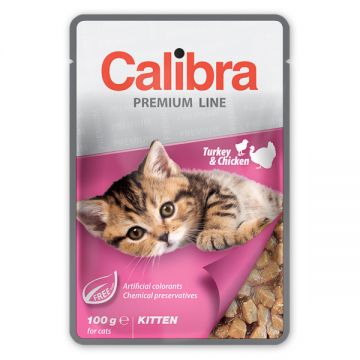 Calibra Cat Pouch Premium Kitten Turkey and Chicken, 100g