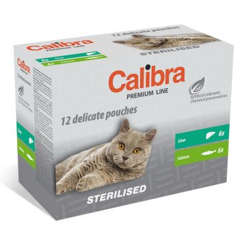 Calibra Cat Pouch Premium Sterilised Multipack, 12 x 100g de firma originala