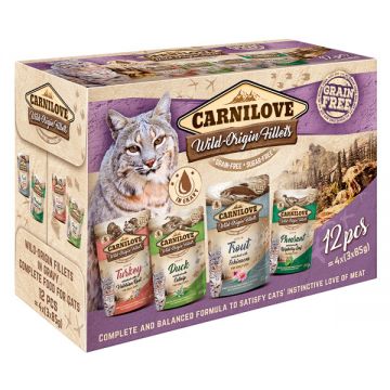 Carnilove Multipack, 4 arome, pachet mixt, plic hrană umedă fară cereale pisici, (în sos), 12 x 85g de firma originala
