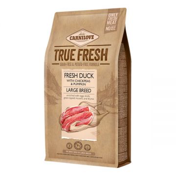 Carnilove True Fresh Adult Large cu Rață, hrană uscată fără cereale câini, 1.4kg