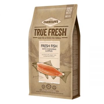 Carnilove True Fresh Adult S-XL, Pește proaspăt cu năut și mere, hrană uscată fără cereale câini, 4kg