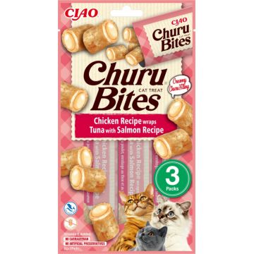 Churu Bites Recompense pentru Pisici cu Pui, Ton si Somon - 3 x 10 g