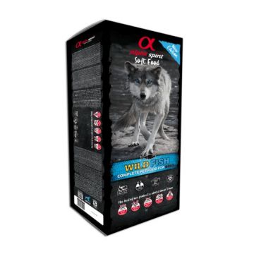 Hrana semi-umeda Premium pentru caine Alpha Spirit, peste salbatic, 9 kg