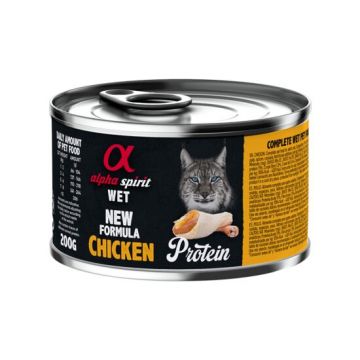Hrana umeda Premium pentru pisica Alpha Spirit, cu pui, 200 g