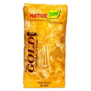 Hrana uscata pentru caini de la faza post-intarcare pana la faza pre-adulti, NaturDOG Gold Junior, 20 Kg