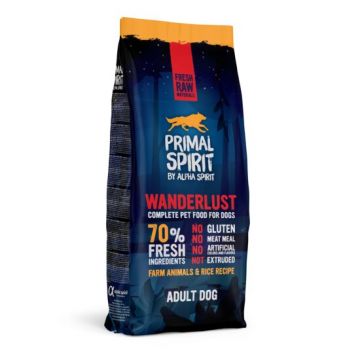 Hrana uscata Premium pentru caine Primal Spirit, Wanderlust, cu pui si peste, 12 kg