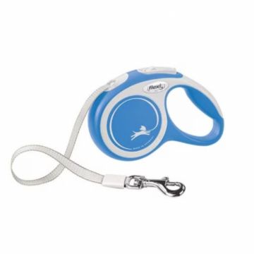 Lesa pentru caini Comfort banda, Flexi, Retractabil, Pana la 12 kg, XS, 3 metri, Albastru