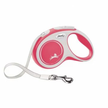 Lesa pentru caini Comfort banda, Flexi, Retractabil, Pana la 15 kg, S, 5 metri, Rosu la reducere