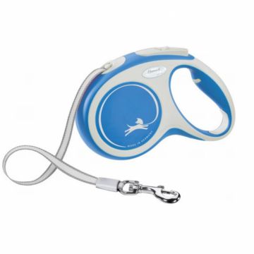 Lesa pentru caini Comfort banda, Flexi, Retractabil, Pana la 25 kg, M, 5 metri, Albastru la reducere