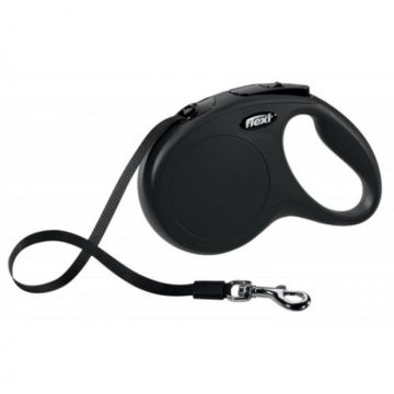 Lesa pentru caini New Classic banda, Flexi, Retractabil, Pana la 12 kg, XS, 3 metri, Negru la reducere