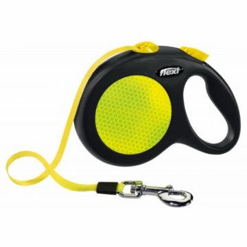 Lesa pentru caini New Classic Neon banda, Flexi, Retractabil, Pana la 50 kg, L, 5 metri, Neon ieftin