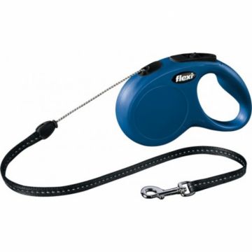 Lesa pentru caini New Classic Snur, Flexi, Retractabil, Pana la 12 kg, S, 5 metri, Albastru la reducere