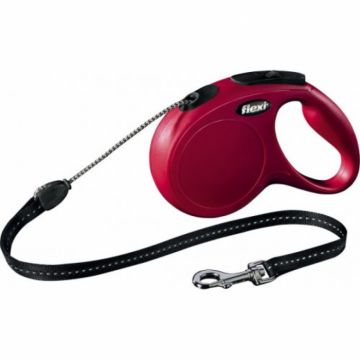 Lesa pentru caini New Classic Snur, Flexi, Retractabil, Pana la 20 kg, M, 8 metri, Rosu la reducere