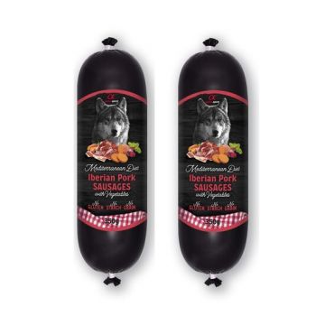 PACHET 2 x Hrana umeda Mediteraneean pentru caine Alpha Spirit, cu porc iberic si legume, 350 g