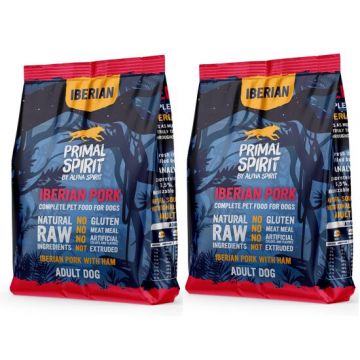 PACHET 2 x Hrana uscata pentru caine Primal Spirit, cu porc iberic, 1 kg