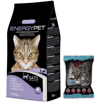 PACHET Hrana uscata pentru pisica EnergyPet, 2 kg + GRATUIT Snack Alpha Spirit, cu peste, 50 g