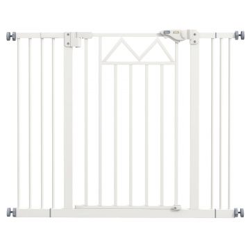 PawHut Poartă de Siguranță Autoînchidere pentru Câini, Montare Ușoară prin Presiune, Ideală pentru Spații Mici și Mijlocii, Alb | Aosom Romania