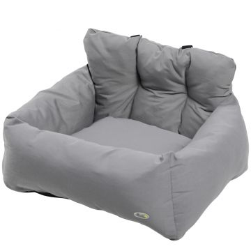 PawHut Scaun de Mașină pentru Câini Mici, Canisă Auto din Bumbac, Detașabilă și Lavabilă, cu Curele de Siguranță, Gri Închis | Aosom Romania