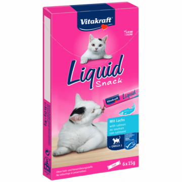 Recompense pisica Vitakraft Cat Liquid-Snack cu somon si omega 3 6x15g ieftina