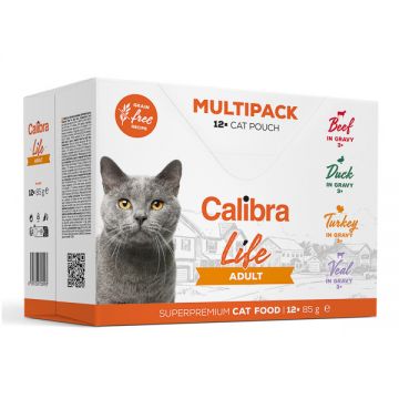Calibra Cat Life Pouch Adult Multipack, 12 x 85g ieftina