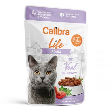 Calibra Cat Life Pouch Adult Vițel, (in sos), 85g