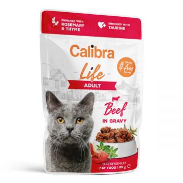 Calibra Cat Life Pouch Adult, Vită, (in sos), 85g