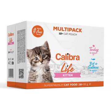 Calibra Cat Life Pouch Kitten Multipack, 12 x 85g de firma originala
