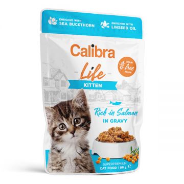 Calibra Cat Life Pouch Kitten Salmon ingravy, 85g ieftina