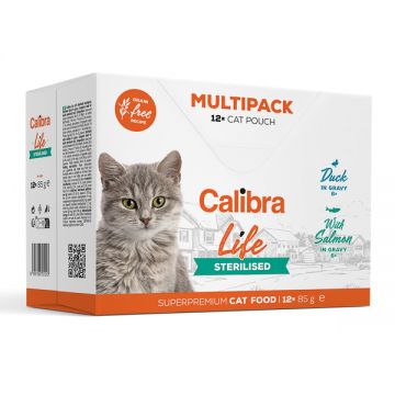 Calibra Cat Life Pouch Sterilised Multipack, 12 x 85g de firma originala