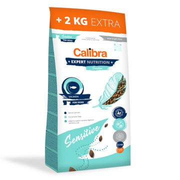 Calibra Dog Expert Nutrition, Sensitive Somon, 12kg+2kg de firma originala