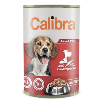 Calibra Dog, Ficat de vita si Legume, Conservă hrană umedă câini adulți, (in sos), 1240 g