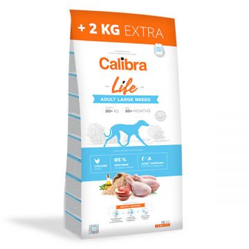 Calibra Dog Life Adult Large Breed Pui, 12kg+2kg de firma originala
