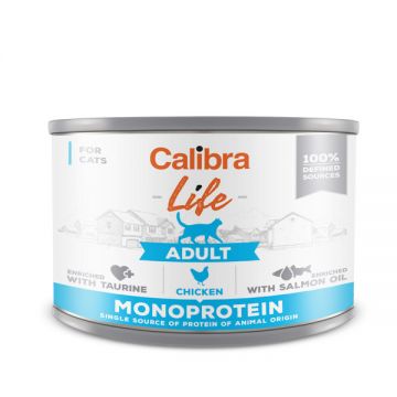Calibra Life, Pui, Conservă hrană umedă fără cereale pisici, (pate), 200g