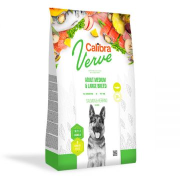 Calibra Verve GF M și L, Somon și Hering, hrană uscată fără cereale câini, 12kg ieftina