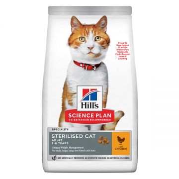 Hill's SP Adult Sterilised, Pui, hrană uscată pisici sterilizate, 300g