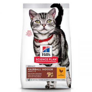 Hill's SP Feline Adult Hairball & Indoor cu Pui, 1.5kg